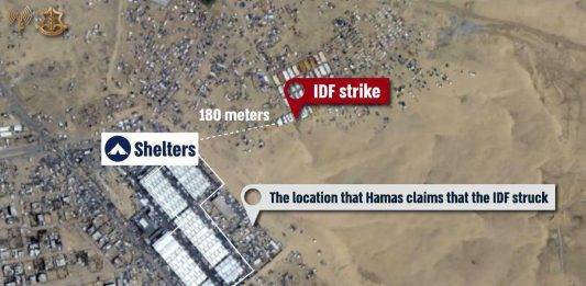 FOTOGRAFÍA. RAFAH (GAZA) PALESTINA, 26 DE MAYO DE 2024. Israel desmonta fake news de Hamás en Rafah sobre supuesta masacre de civiles gazatíes por parte de israel, una gran mentira ya desmontada por parte de Israel. El Ejército israelí explica que municiones o alguna otra sustancia combustible que desconocía provocaron una explosión secundaria y la propagación de un incendio en un complejo de viviendas para desplazados gazatíes en Rafah, al sur de Gaza, matando a civiles palestinos, tras un ataque aéreo contra dos altos terroristas de Hamás a casi dos kilómetros de la zona de incendio ("1.700 metros", según demuestran las FDI). FDI/Lasvocesdelpueblo (Ñ Pueblo)