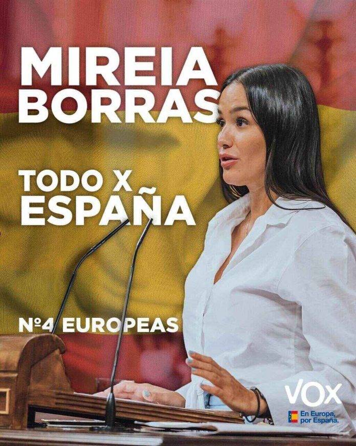 Mireia Borrás Pavón, VOX, elecciones Europeas (2) FOTOGRAFÍA. MADRID (REINO DE ESPAÑA), 03 DE MAYO DE 2024. La diputada nacional de VOX en la legislatura XIV, licenciada en Económicas y Periodismo, Mireia Borrás Pavón, es designada número 4 de VOX para las elecciones europeas de junio de 2024. "🇪🇺🇪🇸 con gran honor y responsabilidad asumo la posición número cuatro en la lista para las elecciones europeas. Agradezco profundamente la confianza depositada en mí por parte de Santiago Abascal Conde, presidente de VOX, Jorge buxadé Villalba, cabeza de lista y vicepresidente del Comité de Acción Política de VOX, y todo el equipo para VOX Europa". "Estamos comprometidos con la defensa de los valores que hacen grande a nuestra nación y con la lucha firme contra las políticas globalistas que amenazan nuestra soberanía". "Será un gran honor, dar esta batalla junto a un equipo del más alto nivel". "¡Por una Europa de naciones libres y fuertes!". "#EleccionesEuropeas #9J". "#DesdeEuropaporEspaña 🇪🇸🇪🇺", sentencia en la red social X. Lasvocesdelpueblo (Ñ Pueblo)