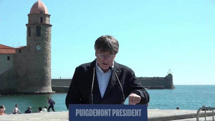 FOTOGRAFÍA. COLLIURE (FRANCIA), 10 DE MAYO DE 2024. Puigdemont: "El 12M marcará el retorno de exiliados a casa". Elecciones catalanas dle 12 Mayo.  El candidato de JxCat a la presidencia de la Generalitat, Carles Puigdemont, ha hecho un llamamiento a los indecisos para "derrotar al bloque de hierro del 155" formado "por el PP, el PSOE y sus aliados" y evitar así un "Govern supeditado" tras el 12M. Efe