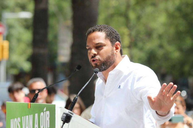 FOTOGRAFÍA. BARCELONA (REINO DE ESPAÑA), 15 DE MAYO DE 2024. Abascal lidera la respuesta internacional al grave atentado (amnistía). "NOS VAN A OÍR". Acto público de VOX en el distrito de San Martín de la ciudad de Barcelona, en el que participan el candidato al 9J, Jorge Buxadé Villalba; el número 3, Juan Carlos Girauta Vidal; el secretario general y vicepresidente nacional de Vox, Ignacio Garriga Vaz de Conceiçao (en la imagen); y el presidente de VOX en Barcelona, Joan Garriga Doménech.  Buxadé: VOX viene con "fuerza y alegría para defender la libertad" en toda Europa, desde cada barrio español hasta el Parlamento Europeo y, desde allí, por todas las calles europeas. Lasvocesdelpueblo (Ñ Pueblo)