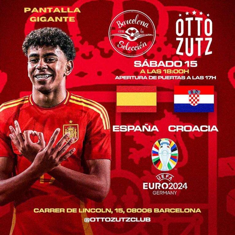 FOTOGRAFÍA. BARCELONA (REINO DE ESPAÑA), 11 DE JUNIO DE 2024. Eurocopa 2024. La entidad catalana Barcelona con la Selección, se ha logrado llegar a un entendimiento con Otto Zutz (Carrer de Lincoln, 15, 08006 Barcelona) situado en el distrito de Sarrià-Sant Gervasi. A pesar de la pérdida de tiempo provocada por el equipo del alcalde socialista, Jaume Collboni, tomando la decisión a última hora de no instalar pantallas gigantes en la ciudad, Barcelona con la Selección ha conseguido in extremis un espacio privado para que los aficionados catalanes puedan seguir los partidos de la Selección Española en la fase de grupos de la Eurocopa 2024, por lo que sí que habrá pantalla gigante para ver a España en Barcelona. Barcelona con la Selección/Lasvocesdelpueblo (Ñ Pueblo)