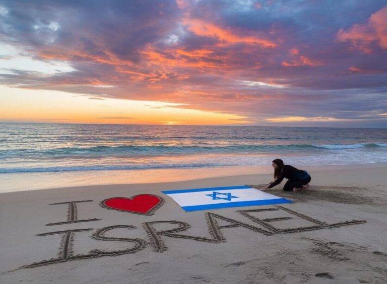 FOTOGRAFÍA. JERUSALÉN (ISRAEL), 30 de septiembre de 2024. Concentración en Madrid en "apoyo" a civiles israelíes y rehenes secuestrados por fascistas y nazis palestinos. Detalle de una mujer joven israelí tras escribir "I LOVE (corazón) ISRAEL junto a una bandera nacional de la Tierra Santa en una playa de Jerusalén (Israel). Los guerreros Santos de las Fuerzas de Defensa de Israel (FDI) ya están operando en el Líbano contra las fuerzas del mal de los grupos neonazis y fascistas del grupo terrorista chií antisemita islamista Hezbolá (hezbollah), pocos días de la eliminación de Hassan Nasrallah, el líder supremo del grupo terrorista nazi, chií, antisemita que ejerce de tentáculo de la República Islámica de Irán en el Oriente Medio, juntos a los grupos neonazis islamistas de la Franja de Gaza en Palestina, el Hamás ISIS y Yihad Islámica Palestina (YIP), en su búnker subterráneo (a unos 90 metros bajo tierra) ubicado entre edificios de la población civil en Beirut (Líbano), donde el grupo maligno instaló su cuartel general terrorista. Mr. Foint (@CTFuentes) / Lasvocesdelpueblo (Ñ Pueblo)