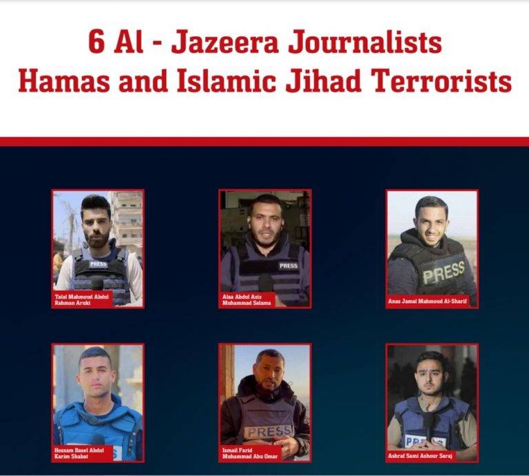 FOTOGRAFÍA. JERUSALÉN (ISRAEL), 22 DE OCTUBRE DE 2024. El Servicio de Inteligencia y Seguridad General Interior de Israel (Shabak) y las Fuerzas de Defensa de Israel (FDI) desenmascaran a supuestos "periodistas" de la red de medios qatarí Al Jazeera, como "terroristas", quienes actualmente escriben en la prensa digital española. "El diario El País tiene una sección de artículos es escritos por terroristas de Hamás y Yihad Islámica Anas Jamal Mahmoud Al-Sharif, Alaa Abdul Aziz Muhammad Salama, Hossam Basel Abdul Karim Shabat, Ashraf Sami Ashour Saraj, Ismail Farid Muhammad Abu Omar, Talal Mahmoud Abdul Rahman Aruki", denuncia el portavoz en español de las FDI, Roni Kaplan. Captura del informe conjunto del Servicio de Inteligencia y Seguridad General Interior de Israel (Shabak) y Ejército de defensa de Israel (Tzáhal)/Lasvocesdelpueblo (Ñ Pueblo)