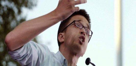 FOTOGRAFÍA. ESPAÑA,AÑO 2017. El ultra secretario de Análisis Estratégico y Cambio Político de la ultraizquierda Podemos y cofundador de esta extrema izquierda, Íñigo Errejón Galván, durante un acto de la formación extremista socialista. Efe