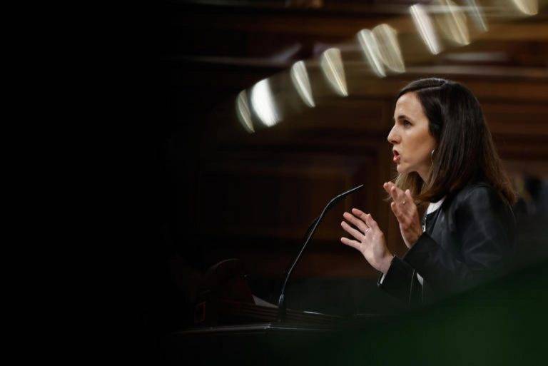 FOTOGRAFÍA. MADRID (REINO DE ESPAÑA), 23 DE OCTUBRE DE 2024. La líder de Podemos, Ione Belarra, durante su intervención tras la comparecencia de la ministra de Vivienda, Isabel Rodríguez este miércoles en el Congreso de los Diputados este miércoles, 23 de octubre de 2024. Efe