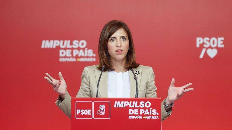 FOTOGRAFÍA. MADRID (REINO DE ESPAÑA), 14 D EOCTUBRE DE 2024. La portavoz de la Ejecutiva Federal del PSOE, Esther Peña Camarero, ha asegurado este lunes que los registros de entrada a Ferraz se "eliminan cada mes" en cumplimiento con ley de protección de datos y ha pedido "a quien ha dicho que ha estado aquí (en la sede), que lo demuestre". Efe