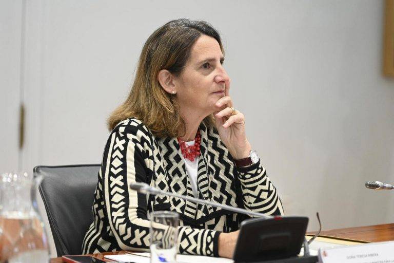 FOTOGRAFÍA. MADRID (REINO DE ESPAÑA), 08 DE NOVIEMBRE DE 2024. La vicepresidente tercera y ministra para la Transición Ecológica y el Reto Demográfico por el Partido Socialista Obrero Español (PSOE), Teresa Ribera Rodríguez, durante la reunión del Comité de crisis para el seguimiento de los efectos de la Depresión Aislada en Niveles Altos (DANA) o (gota fría), que el presidente del Gobierno y secretario general del PSOE, Pedro Sánchez Pérez-Castejón, ha presidido este viernes en el Complejo de la Moncloa, Palacio del Gobierno del Reino de España en la capital dle país. La Moncloa/Borja Puig de la Bellacasa/Efe