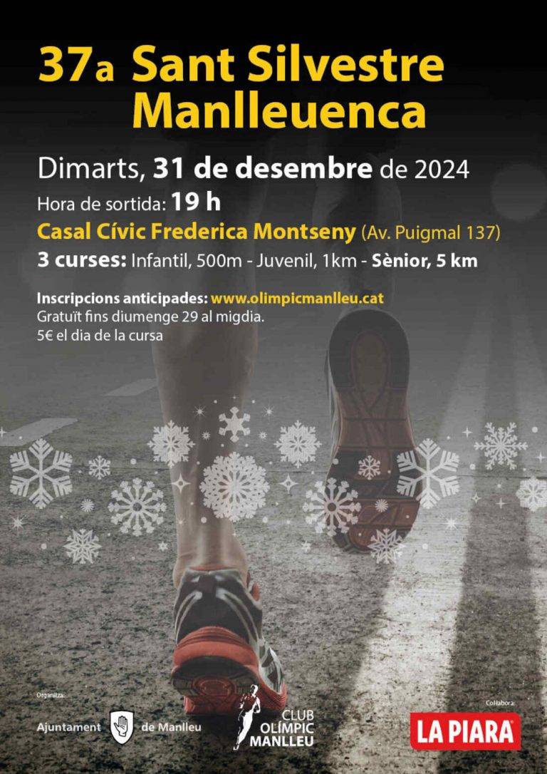 FOTOGRAFÍA. MANLLEU (BARCELONA) REGNE D'ESPANYA, 18 DE DESEMBRE DE 2024. El dimarts 31 de desembre, a partir de les 7 de la tarda, es celebrarà a Manlleu la 37a edició de la Sant Silvestre, una cursa popular, gratuïta i oberta a tothom organitzada pel Club Olímpic Manlleu. Aquesta cursa atlètica s’ha convertit en un referent de les curses atlètiques populars de Cap d’Any, tant a la comarca d’Osona com en l’àmbit de l’atletisme català. Lasvocesdelpueblo (Ñ Pueblo)