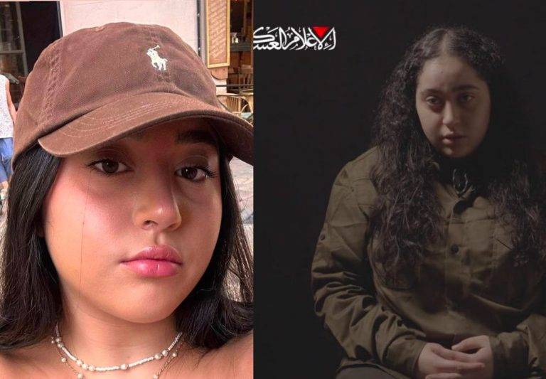 FOTOGRAFÍA. TEL AVIV (ISRAEL), 04 DE ENERO DE 2024. Detalle de un combo de dos fotos de Liri Elbag de 19 años (en la izquierda cuando disfrutaba de su juventud y en la derecha, ya en los 450 días en el cautiverio en Gaza), una joven hija de Israel y operadora de monitoreo en la frontera de la Tierra Santa con esta zona del Medio Oriente okupada por el neonazismo islamista antisemita chií y guerrera santa del país hebreo secuestrada en la Base de Najal Oz de las Fuerzas de Defensa de Israel (FDI) el pasado sábado, 7 de octubre de 2023, por parte de los grupos de asesinos y violadores terroristas islamofascistas de Hamas ISIS e Yihad Islámica Palestina, desde entonces rehén en un cautiverio desconocido hasta la actualidad o probablemente con paradero conocido pòr Israel pero aún sorteando sobre la posibilidad de un rescate sin poner en riesgo la vida de los rehenes. Avia Levi/Lasvocesdelpueblo (Ñ Pueblo)