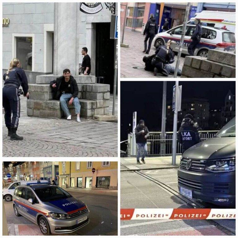 FOTOGRAFÍA. VILLACH (AUSTRIA), 15 DE FEBRERO DE 2025. Europa paga otro precio carro por sus políticas migracionistas y WOKE, promovidas por sus principales partidos políticos en el Gobierno de la Unión Europea (Partido Popular y Partido Socialista) que preside la dirigente dle PP alemán, Ursula Gertrud von der Leyen. Esta vez han sido los transeúntes "infieles occidentales" de una calle de Villach, ciudad ubicada a 350 kilómetros de la capital de Austria, Viena, quienes han pagado en una ataque a cuchilladas indiscriminado perpetrado por parte de inmigrante islamista sirio de "23 años" ex-solicitante de asilo político y ya con "permiso de residencia" en el país, que fue detenido mientras celebraba la masacre y advirtiendo religiosamente con un dedo de su mano derecha de la victoria del Islam sobre los infieles occidentales "ilāha illā-llāhu Muhammadu rasūlu-llāh", en español o castellano "No hay más dios que Allah y Mahoma es su profeta". Lasvocesdelpueblo (Ñ Pueblo)
