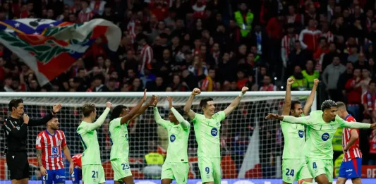 FOTOGRAFÍA. MADRID (REINO DE ESPAÑA), 02 DE ABRIL DE 2024. Lanzado por un primer tiempo concluyente, ganador por un pase de Lamine Yamal y un gol de Ferran Torres en el minuto 27 y resistente cuando el duelo lo exigió en la segunda parte, el FC Barcelona alcanzó la final de la Copa del Rey frente al Real Madrid, entre los complejos iniciales del Atlético de Madrid y una reacción insuficiente después. Efe
