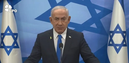 FOTOGRAFÍA. JERUSALÉN (ISRAEL), 19 DE ABRIL DE 2025. El primer ministro de Israel, Benjamín Netanyahu, registrado este sábado durante un discurso al Estado de Israel. Oficina Primer Ministro/Lasvocesdelpueblo (Ñ Pueblo)