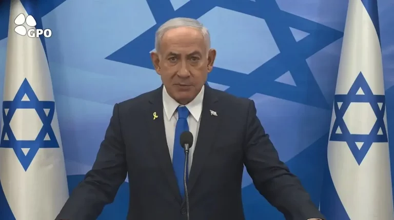 FOTOGRAFÍA. JERUSALÉN (ISRAEL), 19 DE ABRIL DE 2025. El primer ministro de Israel, Benjamín Netanyahu, registrado este sábado durante un discurso al Estado de Israel. Oficina Primer Ministro/Lasvocesdelpueblo (Ñ Pueblo)