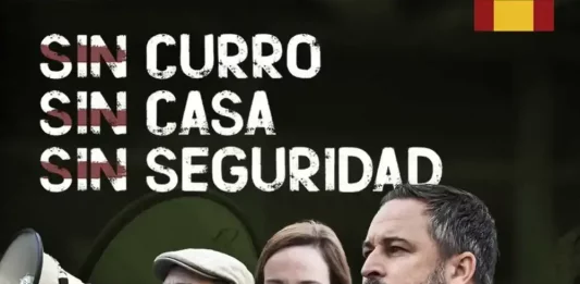 FOTOGRAFÍA. BARCELONA (REINO DE ESPAÑA), 26 DE ABRIL DE 2025. El presidente de VOX y Patriots of Europe, Santiago Abascal Conde (d); la portavoz de VOX en la Asamblea de Madrid y Portavoz Nacional de Agenda España, Isabel Pérez Moñino-Aranda (c); junto al presidente del Sindicato SOLIDARIDAD para la Defensa de los Trabajadores de España, Rodrigo Alonso Fernandez; y al secretario general de Solidaridad, Jordi Albert de la Fuente Miró (Jordi de la Fuente) (i); participarán el próximo jueves, 1 de mayo de 2025, a la concentración convocada por esta organización sindical patriota española, bajo lema "¡Recuperarlo todo! 1 de Mayo porque, dice el cartel, las políticas globalistas y WOKE del bipartidismo (Partido Popular y Partido Socialista) ya han dejado a la juventud española "sin curro (trabajo), sin casa y sin seguridad". Lasvocesdelpueblo (Ñ Pueblo)