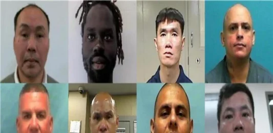 COMBO DE FOTOGRAFÍAS. WASHINGTON (ESATADOS UNIDOS DE AMÉRICA), 21 DE MAYO DE 2025. El Departamento de Seguridad Nacional (DHS) de los Estados Unidos de América (EEUU) realizó un vuelo de deportación desde Texas a Yibuti (África) para expulsar a 8 personas más brutales y violentas que se encuentran ilegalmente en EEUU. Ahora, un juez federal activista de extrema izquierda en el Estado de Massachusetts intenta obligar a Estados Unidos a repatriar a estos criminales. En la imagen arriba: Nyo Myint, ciudadano de Birmania. Tiene una condena por agresión sexual en primer grado que involucra a una víctima mental y físicamente incapaz de resistirse, y también ha sido acusado de agresión con agravantes (intimidación no familiar). Fue arrestado por el Servicio de Inmigración y Control de Aduanas (ICE) el 19 de febrero de 2025; Dian Peter Domach, ciudadano de Sudán del Sur. Tiene condenas por robo, posesión de arma de fuego, posesión de herramientas de robo, posesión de arma de fuego desfigurada y conducir bajo la influencia del alcohol. Fue arrestado por el Servicio de Inmigración y Control de Aduanas (ICE) el 8 de mayo de 2024; Tuan Thanh Phan, ciudadano vietnamita. Tiene condenas por asesinato en primer grado y agresión en segundo grado. Fue arrestado por el Servicio de Inmigración y Control de Aduanas (ICE) el 3 de mayo de 2025; y Enrique Arias-Hierro, ciudadano cubano. Tiene condenas por homicidio, robo a mano armada, robo con violencia, secuestro y suplantación de identidad. Fue arrestado por el Servicio de Inmigración y Control de Aduanas (ICE) el 2 de mayo de 2025. Abajo: José Manuel Rodríguez Quiñones, ciudadano cubano. Tiene condenas por intento de asesinato en primer grado con arma de fuego, agresión, hurto, posesión y tráfico de cocaína. Fue arrestado por el Servicio de Inmigración y Control de Aduanas (ICE) el 30 de abril de 2025; Thongxay Nilakout, ciudadano de Laos. Tiene condenas por asesinato en primer grado y robo. Fue arrestado por el Servicio de Inmigración y Control de Aduanas (ICE) el 26 de enero de 2025; Jesús Muñoz Gutiérrez, ciudadano mexicano. Tiene una condena por homicidio en segundo grado. Fue arrestado por ICE el 12 de mayo de 2025; y Kyaw Mya, ciudadano de Birmania. Tiene una condena por actos lascivos con una víctima menor de 12 años. Fue arrestado por el Servicio de Inmigración y Control de Aduanas (ICE) el 18 de febrero de 2025. Departamento de Seguridad Nacional (DHS)/Lasvocesdelpueblo (Ñ Pueblo)