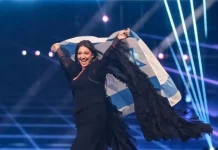 EUROVISIÓN | Alemania advierte de que «Israel debe estar» FOTOGRAFÍA. BASILEA (SUIZA), 17 DE MAYO DE 2025. Eurovisión 2025. Israel's Yuval Raphael takes part in the flag parade during the final at the 69th Eurovision Song Contest in Basel, Switzerland, 17 May 2025. (Suiza, Basilea). Efe