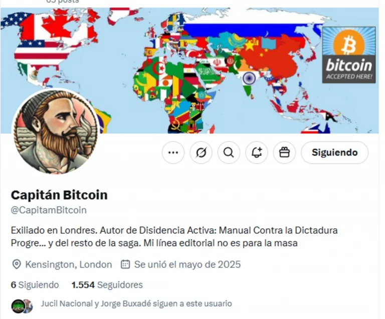 FOTOGRAFÍA. BARCELONA (CATALUÑA) REINO DE ESPAÑA, 03 DE MAYO DE 2025. En la imagen detalles del Icono y portada del perfil disidente español usuario de la red social X (antes Twitter), @CapitamBitcoin, brutalmente atacado por los grupos totalitarios WOKE, quien difundieron masivamente sus datos personales en foros ultras y redes sociales para causarle un daño mayor a él y a sus seres queridos. El disidente, perseguido, ha tenido que cerrar su cuenta @CapitanBitcoin" con un total de 531.195 seguidores y abrir esta nueva cuenta cambiando únicamente la "n" de Capitán por una "m" que es la siguiente: @CapitamBitcoin [https://x.com/CapitamBitcoin] para que así sus seguidores le puedan encontrar fácilmente y continuar juntos la lucha contra la dictadura WOKE disfrazada de "democracia", pero siendo una clara tiranía, la más salvaje de todo los tiempos. Lasvocesdelpueblo (Ñ Pueblo)