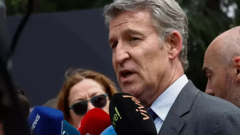 FOTOGRAFÍA. MADRID (REINO DE ESPAÑA), 19 DE JUNIO DE 2025. El líder de la formación migracionista y WOKE Partido Popular (PP), EL el socialista y nacionalista regional gallego Alberto Núñez Feijóo, en un acto público este jueves 19 de junio en Madrid. Efe