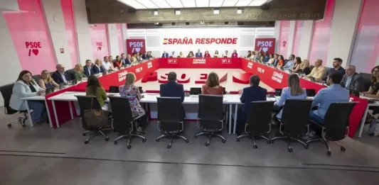 FOTOGRAFÍA. MADRID (REINO DE ESPAÑA), 16 DE JUNIO D E2025. Reunión de la Ejecutiva Federal del partido celebrada este lunes en calle Ferraz 70 de la capital del Reino de España, Madrid. Efe