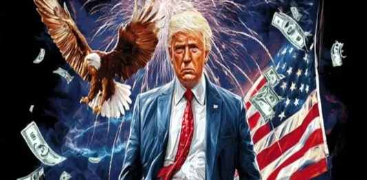 FOTOGRAFÍA. WASHINGTON (ESTADOS UNIDOS DE AMÉRICA, EEUU), 20 D EJULIO DE 2025. Detalle de una ilustración de los éxitos históricos cosechados por parte del presidente de United States of America (USA), Donald John Trump durante sus primeros 6 meses en La casa Blanca. Lasvocesdelpueblo (Ñ Pueblo)