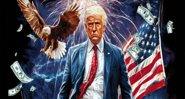 FOTOGRAFÍA. WASHINGTON (ESTADOS UNIDOS DE AMÉRICA, EEUU), 20 D EJULIO DE 2025. Detalle de una ilustración de los éxitos históricos cosechados por parte del presidente de United States of America (USA), Donald John Trump durante sus primeros 6 meses en La casa Blanca. Lasvocesdelpueblo (Ñ Pueblo)