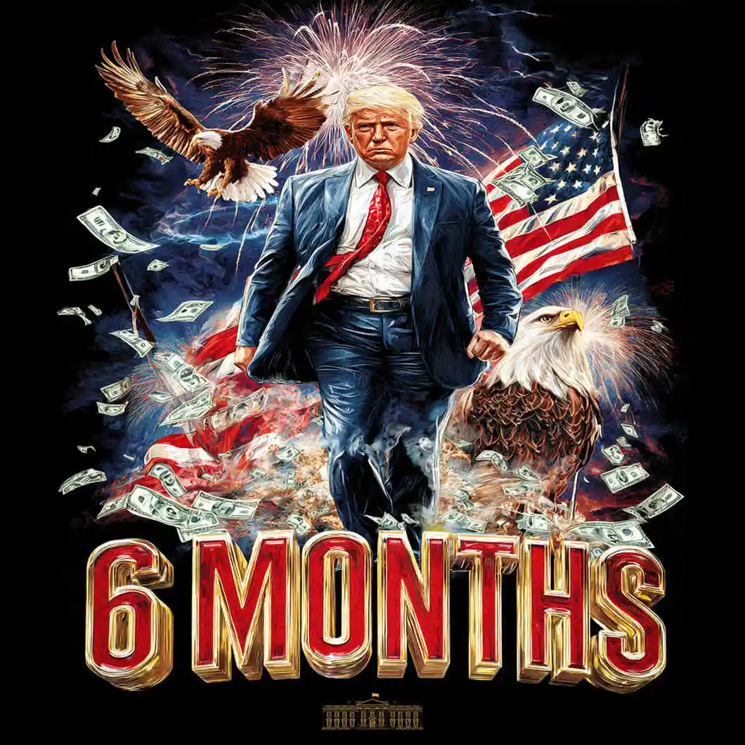 FOTOGRAFÍA. WASHINGTON (ESTADOS UNIDOS DE AMÉRICA, EEUU), 20 D EJULIO DE 2025. Detalle de una ilustración de los éxitos históricos cosechados por parte del presidente de United States of America (USA), Donald John Trump durante sus primeros 6 meses en La casa Blanca. Lasvocesdelpueblo (Ñ Pueblo)