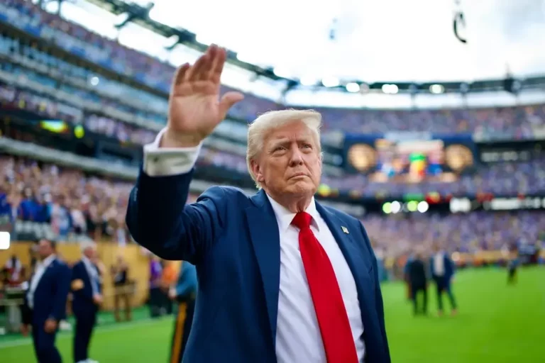 FOTOGRAFÍA. NUEVA JERSEY (ESTADOS UNIDOS DE AMÉRICA, EEUU), 13 DE JULIO DE 2025. El presidente de Estados Unidos de América (EEUU), Donald  John Trump, ha sido el testigo excepcional este domingo de como los jugadores del Chelsea conquistan del Mundial de Clubes tras golear por 3-0 al París Saint-Germain (PSG) en el estadio MetLife en Nueva Jersey, United States of America (USA). Lasvocesdelpueblo (Ñ Pueblo)
