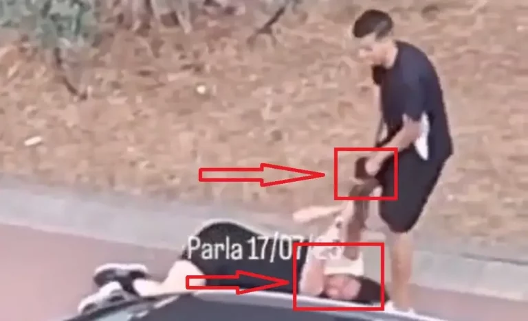 FOTOGRAFÍA. PARLA 8COMUNIDAD DE MADRID) REINO DE ESPAÑA, 17 D EJULIO DE 2025. Uno de los soldados de Marruecos, conocidos con el eufemismo "Menores Extranjeros No Acompañados (MENA)", es captado por un vecino atacando, agrediendo, robando, arrastrando, profiriendo patada en la cara de una joven mujer española y huyendo con el botín en plena calle de "Parla", en la Comunidad de Madrid (Reino de España). Lasvocesdelpueblo (Ñ Pueblo)