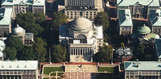 FOTOGRAFÍA. NUEVA YOK (ESTADOS UNIDOS DE AMÉRICA, EEUU), 23 DE JULIO DE 2025. Detalle de una vista aéreo de la Universidad de Columbia en 116th and Broadway, New York, NY 10027, Estados Unidos de América (EEUU). Lasvocesdelpueblo (Ñ Pueblo)
