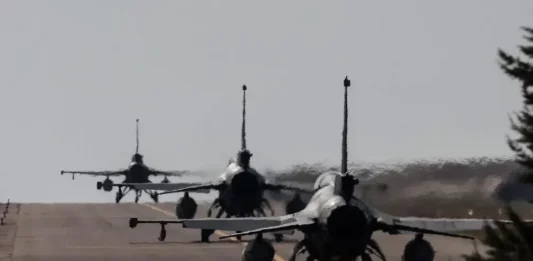 FOTOGRAFÍA. MUNDO, 09 DE OCTUBRE DE 2023. En la imagen, un detalle de varios aviones de combate F16. Efe