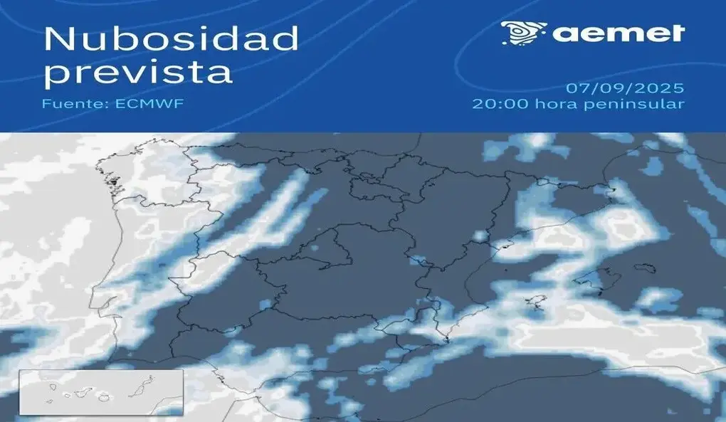 FOTOGRAFÍA. MADRID (REINO DE ESPAÑA), 07 DE SEPTIEMBRE DE 2025. La Agencia Estatal de Meteorología (Aemet) informa que "este domingo (7 de septiembre de 2025) se va a producir un eclipse lunar visible desde España. El orto (la salida de la luna) tendrá lugar con el eclipse ya comenzado. La observación estará dificultada por la presencia de nubes en buena parte del territorio, asociadas al paso de un frente". Aemet/Lasvocesdelpueblo (Ñ Pueblo)
