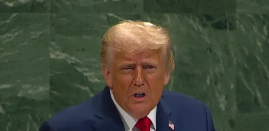 FOTOGRAFÍA. NUEVA YORK (ESTADOS UNIDOS DE AMÉRICA, EEUU), 23 DE SEPTIEMBRE DE 2025. El líder del mundo libre, 45º y 47º presidente de United States of América (USA), jefe de filas de la formación patriota estadounidense Partido Republicano, Donald John Trump, interviene en la 80ª Sesión de la Asamblea General de la Organización de las Naciones Unidas (ONU) en Nueva York (United States of America, USA). Lasvocesdelpueblo (Ñ Pueblo).