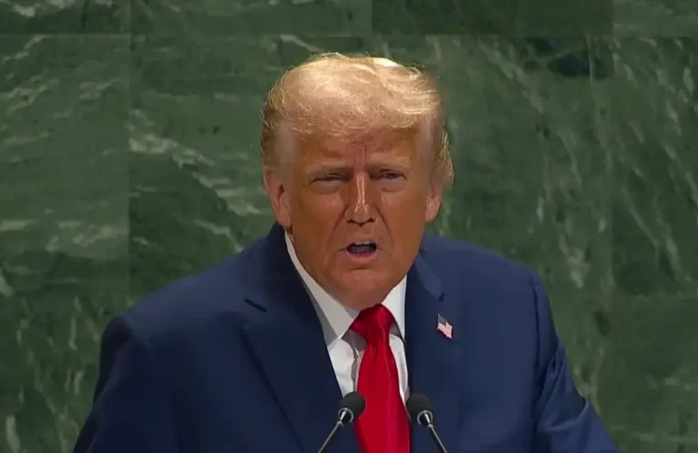 FOTOGRAFÍA. NUEVA YORK (ESTADOS UNIDOS DE AMÉRICA, EEUU), 23 DE SEPTIEMBRE DE 2025. El líder del mundo libre, 45º y 47º presidente de United States of América (USA), jefe de filas de la formación patriota estadounidense Partido Republicano, Donald John Trump, interviene en la 80ª Sesión de la Asamblea General de la Organización de las Naciones Unidas (ONU) en Nueva York (United States of America, USA). Lasvocesdelpueblo (Ñ Pueblo).