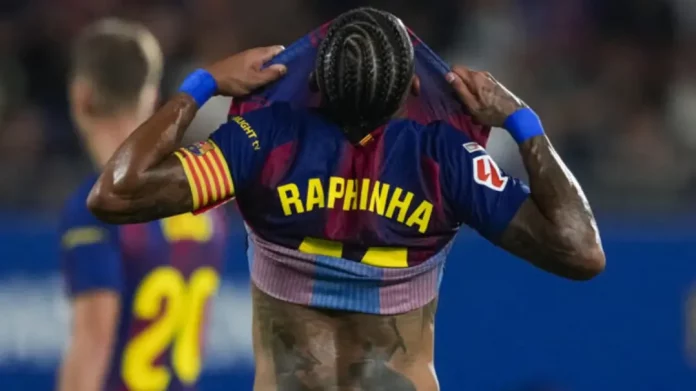 Clásico, Raphael Dias Belloli es baja definitiva FOTOGRAFÍA. REINO DE ESPAÑA, 14 DE SEPTIEMBRE DE 2025. En la imagen el delantero brasileño del FC Barcelona, Raphael Dias Belloli ("Raphinha"). Efe