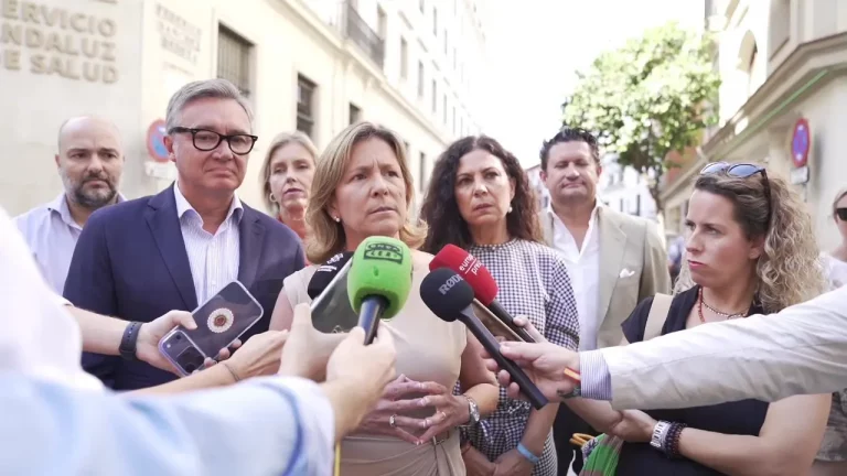 FOTOGRAFÍA. SEVILLA (ANADALUCÍA) REINO DE ESPAÑA, 06 DE OCTUBRE DE 2025. La portavoz nacional de Sanidad de VOX, María Elisa García Fuster; junto al portavoz del Grupo Parlamentario de VOX en el Parlamento de Andalucía, Manuel Gavira Florentino; y a la portavoz del Grupo Municipal de VOX en el Ayuntamiento de Sevilla, María Cristina Peláez Izquierdo; ha atendido a los medios de comunicación este lunes en Sevilla sobre los fallos en el cribado del Cáncer de Mama en Andalucía. Lasvocesdelpueblo (Ñ Pueblo)