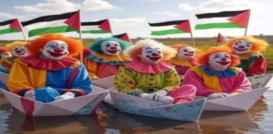 FOTOGRAFÍA. MADRID (REINO DE ESPAÑA), 29 DE SEPTIEMBRE DE 2025. En la imagen, una ilustración de Flotilla Global Sumud (GSF), que en realidad es una Flotilla terrorista islamofascista y antiisraelí de Hamás ISIS cuyo único objetivo es buscar la escalada del conflicto en Gaza. Acción y Comunicación sobre Oriente Medio (ACOM)/Lasvocesdelpueblo (Ñ Pueblo)