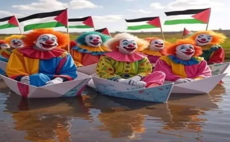 FOTOGRAFÍA. MADRID (REINO DE ESPAÑA), 29 DE SEPTIEMBRE DE 2025. En la imagen, una ilustración de Flotilla Global Sumud (GSF), que en realidad es una Flotilla terrorista islamofascista y antiisraelí de Hamás ISIS cuyo único objetivo es buscar la escalada del conflicto en Gaza. Acción y Comunicación sobre Oriente Medio (ACOM)/Lasvocesdelpueblo (Ñ Pueblo)