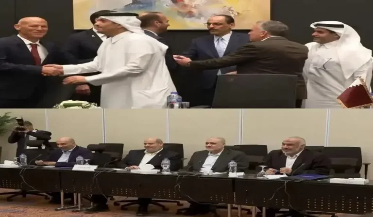 FOTOGRAFÍA. JERUSALÉN (ISAREL)/CAIRO (EGIPTO)/WASHINGTON (ESTADOS UNIDOS DE AMÉRICA, EEUU), 09 DE OCTUBRE DE 2025. Arriba de la imagen, están los negociadores de los países árabes —intermediarios socios de Estados Unidos de América— estrechan la mano con los negociadores de Israel celebrando el histórico Acuerdo duradero de paz en Gaza, en cumplimiento del Plan Trump para Gaza, hoy en "Cairo (Egipto)". Abajo de la imagen, están los 4 restos de Hamas ISIS (su brazo político), visiblemente derrotados, sus caras muestran tristeza, odio e infierno; mientras en el otro lado de la misma sala. Jerusalén y Washington confirma un acuerdo sobre la liberación de todos los rehenes israelíes (vivos y muertos) por parte. El Primer Ministro de Israel "Bibi Benjamín Netanyahu lo ha dicho por escrito. También Washington ha confirmado la gran noticia. El propio secretario del Estado de United States of America (USA), Marco Antonio Rubio, ha sido quien informado en directo al presidente de los Estado unidos de América (EEUU), Donald John Trump, quien a su vez ha asegurado que acabo de recibir una carta sobre un inminente acuerdo de paz en el Medio Oriente. Lasvocesdelpueblo (Ñ Pueblo)