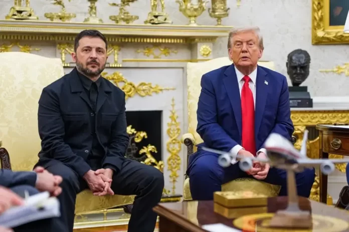 Zelenski El presidente Trump tiene razón, Ucrania, Washington, Rusia (2) FOTOGRAFÍA. WASHINGTON (ESTADOS UNIDOS DE AMÉRICA), 17 D EOCTUBRE DE 2025. El presidente de Estados Unidos de América, EEUU, Donald John Trump (d); se reúne con el presidente de Ucrania, Volodymyr Zelensky (i), en el Despacho Oval sobre el proceso de paz entre Ucrania y Rusia. Efe