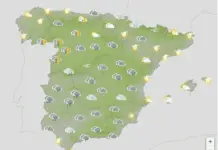 FOTOGRAFÍA. MADRID (REINO DE ESPAÑA), 15 D ENOVIEMBRE DE 2025. En la imagen, un detalle de un mapa del Reino de España sobre el Tiempo, según predicciones de la Agencia Estatal de Meteorología (Aemet) para este sábado 15 de noviembre de 2025. Lasvocesdelpueblo (Ñ Pueblo)