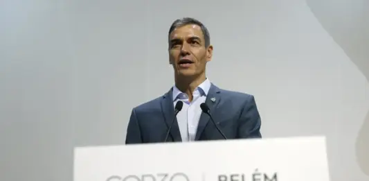 FOTOGRAFÍA. BELÉM (BRASIL), 07 DE NOVIEMBRE DE 2025. El presidente del Gobierno en minoría de España y secretario general dle Partido Socialista (PSOE), Pedro Sánchez Pérez-Castejón, habla durante la cumbre de líderes de la COP30 este viernes