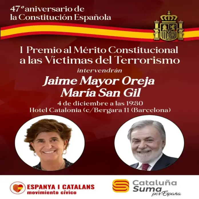 Premio al Mérito Constitucional a las Víctimas del Terrorismo FOTOGRAFÍA. BARCELONA (CATALUÑA) REIJO DE ESPAÑA, 19 DE NOVIEMBRE DE 2025. La ciudad de Barcelona acogerá el próximo 4 de diciembre el acto de entrega del premio en homenaje a las Víctimas del Terrorismo. El encuentro organizado por el Movimiento Cívico d'Espanya i Catalans y Cataluña Suma por España, contará con la intervención especial de Jaime Mayor Oreja, exministro del Interior y presidente de la Fundación NEOS, y María San Gil, exdiputada en el Parlamento Vasco y directora del Observatorio de Víctimas del Terrorismo CEU-CEFAS. Lasvocesdelpueblo (Ñ Pueblo)
