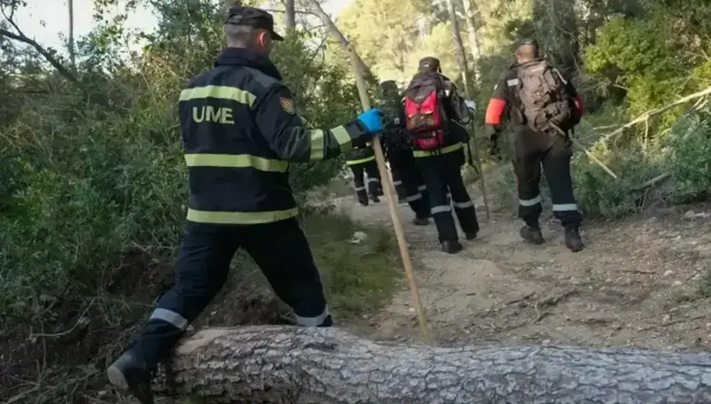 FOTOGRAFÍA. BELLATERRA (BARCELONA) CATALUÑA (REINO DE ESPAÑA), 07 DE DICIEMBRE DE 2025. Miembros de la Unidad Militar de Emergencias (UME) de las Fuerzas Armadas de España trabajan en el rastreo de la zona cero del brote de peste porcina africana (PPA) detectada en Barcelona. Efe