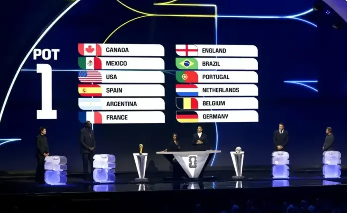 España jugará en el Grupo H del Mundial 2026 FOTOGRAFÍA. WASHINGTON (ESTADOS UNIDOS DE AMÉRICA), 05 DE DICIEMBRE DE 2025. Pantalla con varios países durante el sorteo del Mundial 2026. Efe