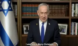 FOTOGRAFÍA. JERUSALÉN (ISRAEL), 24 DE DICIEMBRE DE 2025. El primer ministro de Israel ha condenado la persecución y masacre de los cristianos en todo el mundo, principalmente en regiones y países islamistas, subrayando los pogromos de cristianos en el norte de Nigeria (África), que a juicio de Jerusalén, "debe acabar; y tienen que acabar ahora", ha advertido "Bibi" Benjamín Netanyahu durante una declaración institucional con el motivo de la Nochebuena, reiterando el compromiso de la "Tierra Sagrada (Israel)", subrayó, con sus "amigos cristianos". "Israel siempre estará con los cristianos". "Feliz Navidad y Año Nuevo 2026". Lasvocesdelpueblo (Ñ Pueblo) 