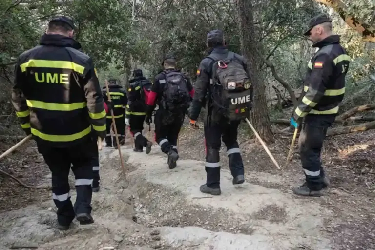 FOTOGRAFÍA. SIERRA DE COLLSEROLA (CERDANYOLA) BARCELONA (CATALUÑA) REINO DE ESPAÑA, 03 DE DICIEMBRE DE 2025. Crisis peste porcina Cataluña. Miembros de la Unidad Militar de Emergencia (UME) trabajan en el rastreo de la "zona cero" del brote de peste porcina africana (PPA) detectada en Barcelona. Efe