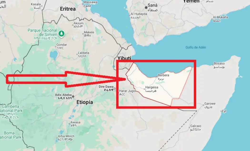 FOTOGRAFÍA. HARGEISA (REPÚBLICA DE SOMALILANDIA)/JERUSALÉN (ISRAEL), 26 DE DICIEMBRE DE 2025. Detalle de un mapa oficial que ubica en el noreste de África la nueva Nación de Somalilandia. El primer ministro de la Tierra santa, "Bibi" Benjamín Netanyahu; el ministro de Asuntos Exteriores de Israel, Gideon Saar; y el presidente de la República de Somalilandia, Abdirahman Mohamed Abdallah; firmaron este jueves una declaración conjunta y mutua del reconocimiento oficial de la República de Somalilandia como "Estado independiente y soberano" y de inicio inmediato de cooperación en los campos de la agricultura, la salud, la tecnología y la economía entre ambas naciones en marco de los Acuerdos de Abraham, que Somalilandia, a su vez, ha reconocido. Lasvocesdelpueblo (Ñ pueblo)