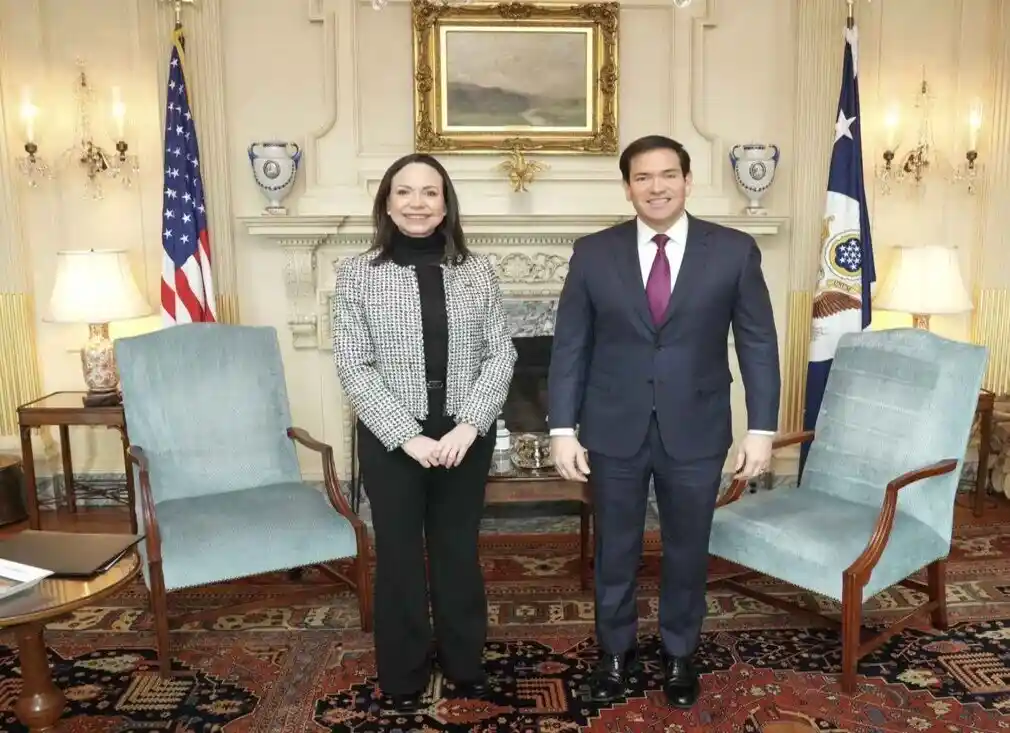FOTOGRAFÍA. WASHINGTON (ESTADOS UNIDOS DE AMÉRICA), 28 DE ENERO DE 2026. La líder patriota venezolana y premio nobel de la Paz, María Corina Machado Parisca (i); se ha reunido este miércoles con el Secretario de Estado de United States of America (USA), dirigente de la formación patriota estadounidense Partido Republicano y asesor de Seguridad, Marco Antonio Rubio (d). Lasvocesdelpueblo (Ñ Pueblo)
