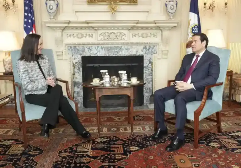 FOTOGRAFÍA. WASHINGTON (ESTADOS UNIDOS DE AMÉRICA), 28 DE ENERO DE 2026. La líder patriota venezolana y premio nobel de la Paz, María Corina Machado Parisca (i); se ha reunido este miércoles con el Secretario de Estado de United States of America (USA), dirigente de la formación patriota estadounidense Partido Republicano y asesor de Seguridad, Marco Antonio Rubio (d). Lasvocesdelpueblo (Ñ Pueblo)