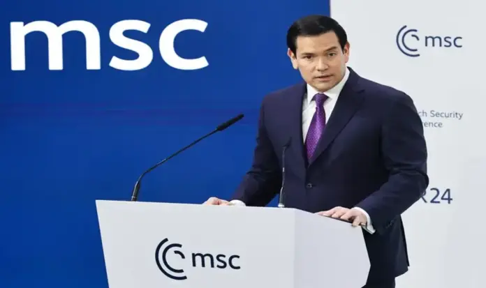 Conferencia de Seguridad de Múnich, Múnich, Alemania,inmigración ilegal, EEUU,Marco Antonio Rubio (Marco Rubio),invasión Migratoria,Europa (1) FOTOGRAFÍA. MÚNICH (ALEMANIA), 14 DE FEBRERO DE 2026. EEUU carga fuerte contra la invasión migratoria de Europa en Múnich. El secretario de Estados de los Estados Unidos de América (EEUU) de la 47ª Administración Donald John Trump/James David Vance, Marco Antonio Rubio (Marco Rubio), registrado este sábado durante su intervención en la Conferencia de Seguridad de Múnich este sábado. Efe